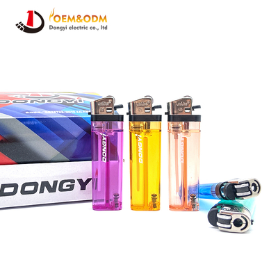 Dongyi 2025 OEM 80mm Refillable  Plastic Flint Lighters Cigar Smoking Electric Custom Logo Gas Cigarette Lighter