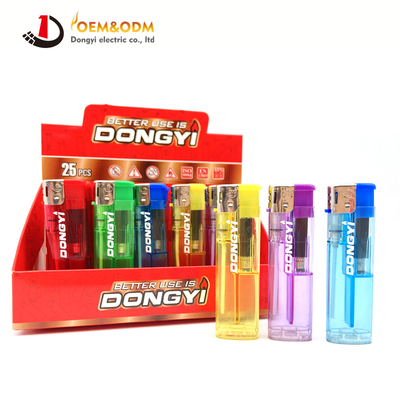 Dongyi 2025 OEM 75mm Transparent Five Colors Lighters Cigar Smoking Electric Custom Logo Gas Cigarette Lighter