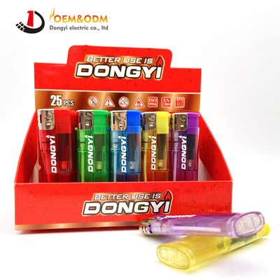Dongyi 2025 OEM 75mm Transparent Five Colors Lighters Cigar Smoking Electric Custom Logo Gas Cigarette Lighter