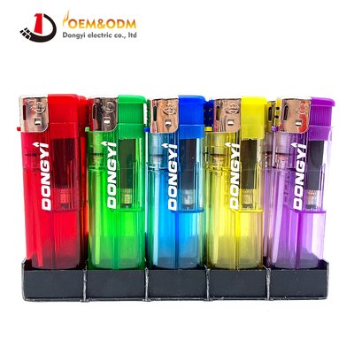 Dongyi 2025 OEM 75mm Transparent Five Colors Lighters Cigar Smoking Electric Custom Logo Gas Cigarette Lighter