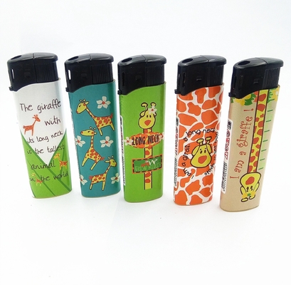 Wholesale Europe Child Resistance Refillable Colorful Wrapped Label Black Windcap Electronic Lighter