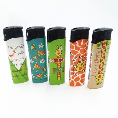 Wholesale Europe Child Resistance Refillable Colorful Wrapped Label Black Windcap Electronic Lighter