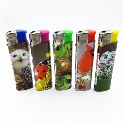 Wholesale Europe Child Resistance Refillable Colorful Wrapped Label Black Windcap Electronic Lighter