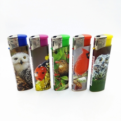 Wholesale Europe Child Resistance Refillable Colorful Wrapped Label Black Windcap Electronic Lighter