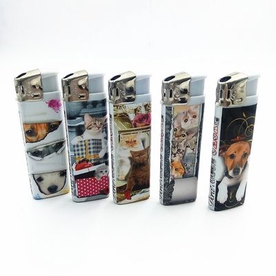 Solid White Color DY-055 Pet Images Label Electric Gas Lighter