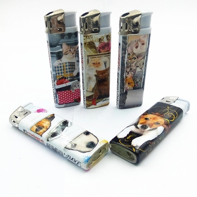 Solid White Color DY-055 Pet Images Label Electric Gas Lighter