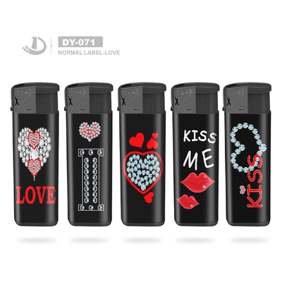 Promotional Price DY-071 Black Windcap Black Press Button Electric Gas Lighters with Lovely Labels